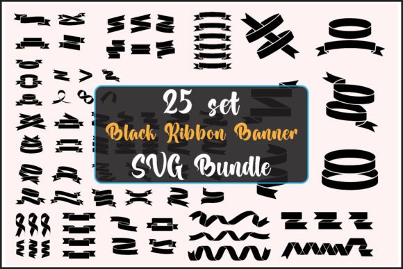 Black Ribbon Banner SVG Bundle: Graphics for Crafts & Local Branding