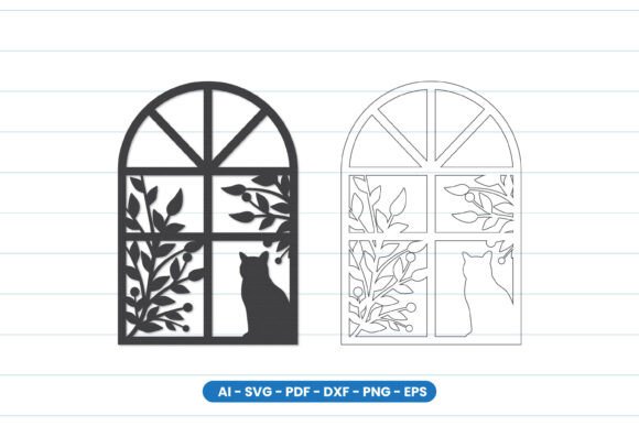 Cat Window Scene Laser Cut SVG for Home Decor & Laser Cutting