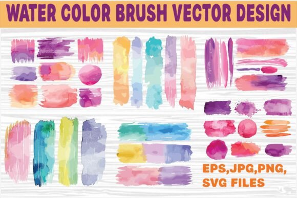 Colorful Watercolor Brush Stroke Collect: Graphics for Crafts & Creative Brands