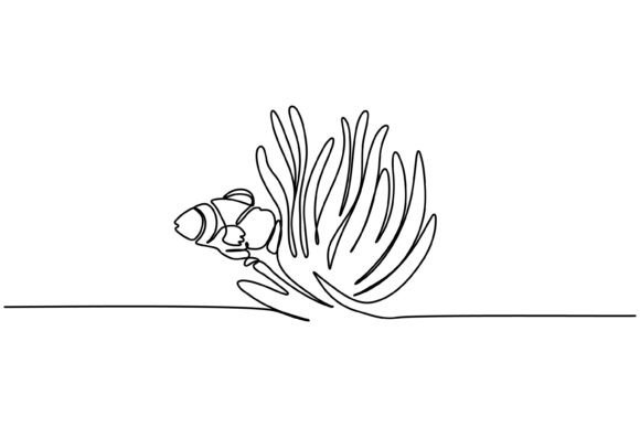 Continuous Line Clownfish Graphics & Illustrations