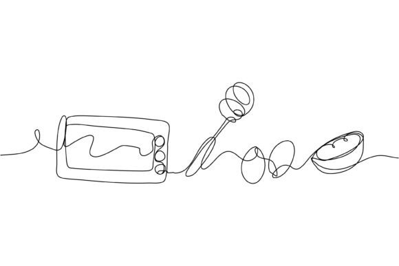 Continuous Line Design of Cake Making: Graphics & Illustrations