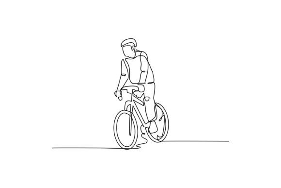 Continuous Line Design of Cycling: Graphics & Illustrations