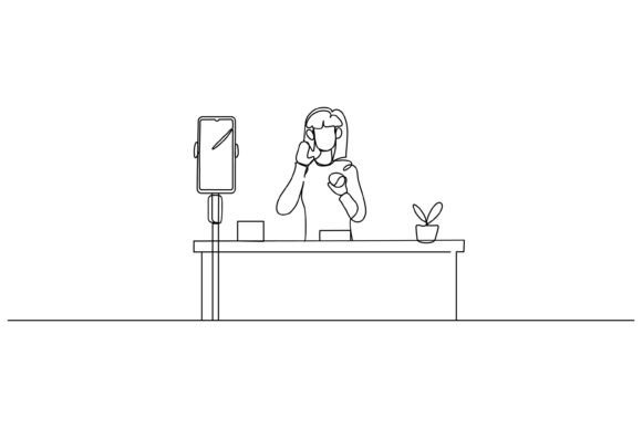 Continuous Line Female Graphic: Graphics & Illustrations