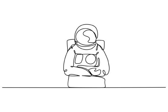 Continuous Line Spaceman Graphics & Illustrations