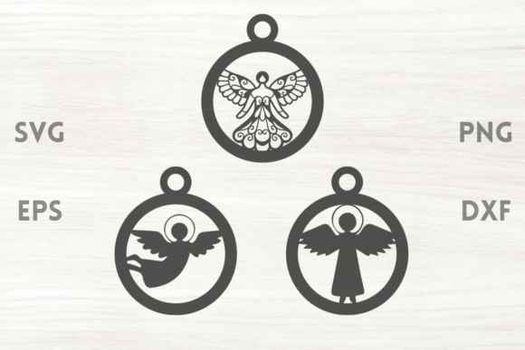 Decorative Angels Tree Ornaments SVG: Crafts & Graphics for Local Branding