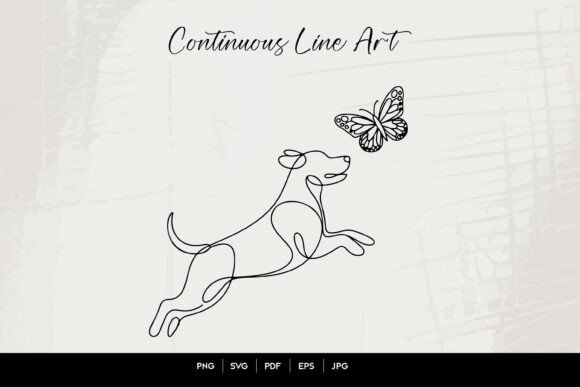 Dog Chasing Butterfly Graphics for Crafts