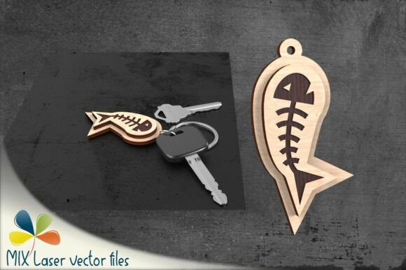 Fish Skeleton Key Accessory Pattern: Laser-Cut Keychains