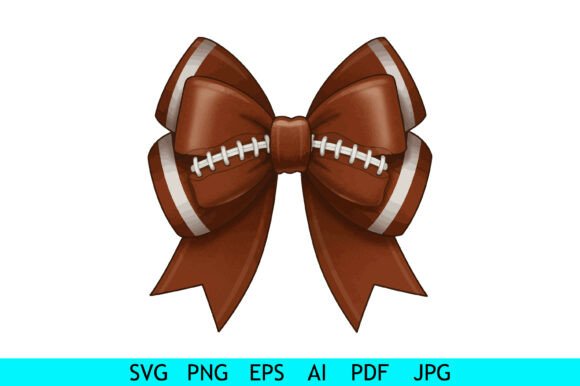 Football Themed Decorative Ribbon Bow: Graphics for Crafts & Content