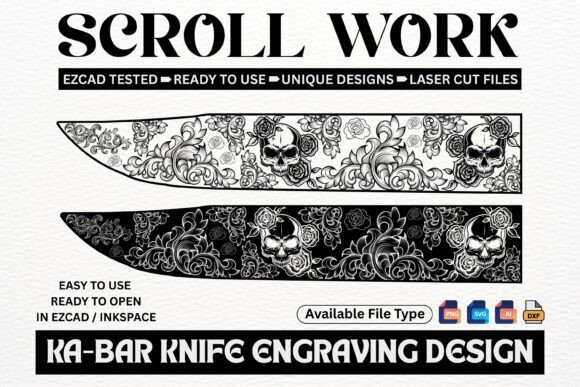 Ka-Bar Knife Scroll Laser Cut Graphics