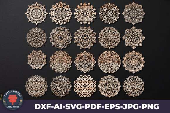 Laser Cut Coasters Bundle Mandala for Signs & Laser Cutting