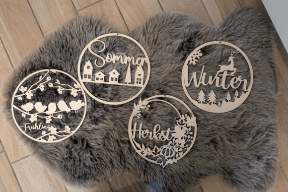 Laser Cut German Seasons Decor File Set: Seasonal Designs for Laser Cutting