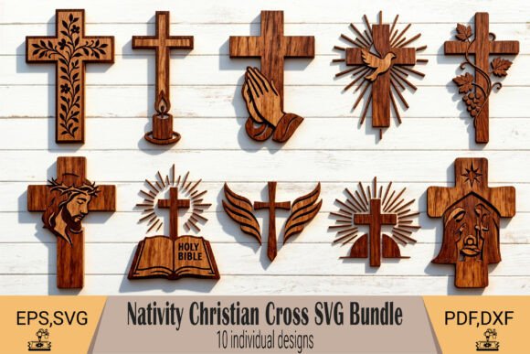 Nativity Cross Laser SVG Bundle