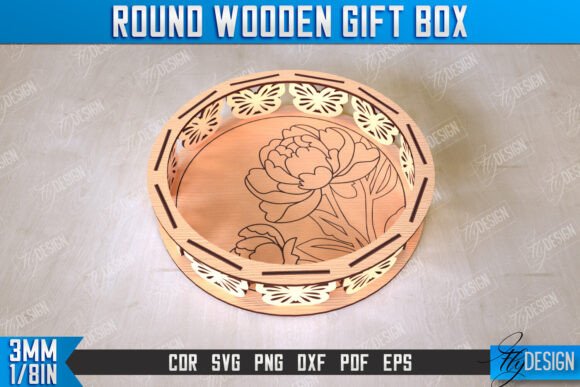 Round Wooden Gift Box Dessert Stand for Laser Cutting & Stands