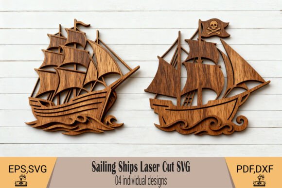 Sailing Ships Laser Cut SVG for Wall Decor & Laser Cutting