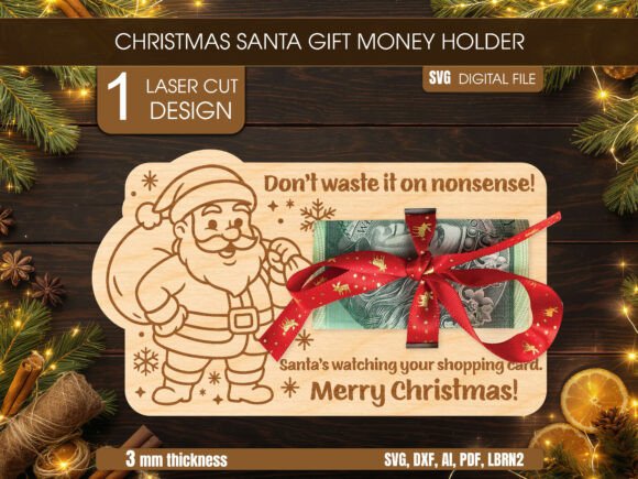 Santa Christmas Gift Money Holder SVG