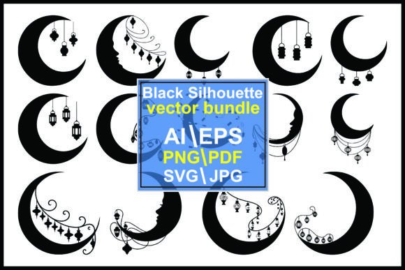 Silhouette Crescent Moon Lanterns: Graphics & Illustrations Review