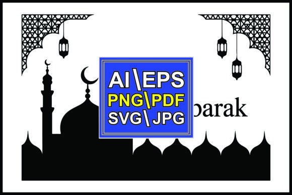 Silhouette Eid Mubarak Mosque Graphics & Illustrations Review