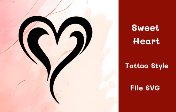 Sweet Heart Flourish Tattoo Style Graphics