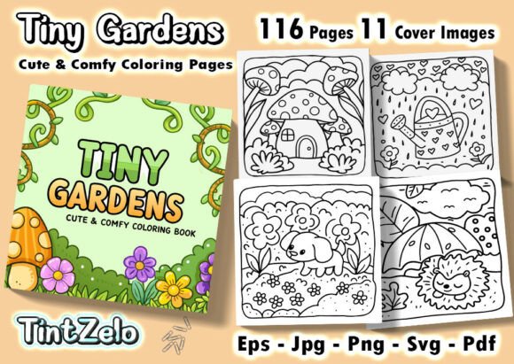 Tiny Gardens Cute Comfy Coloring Pages