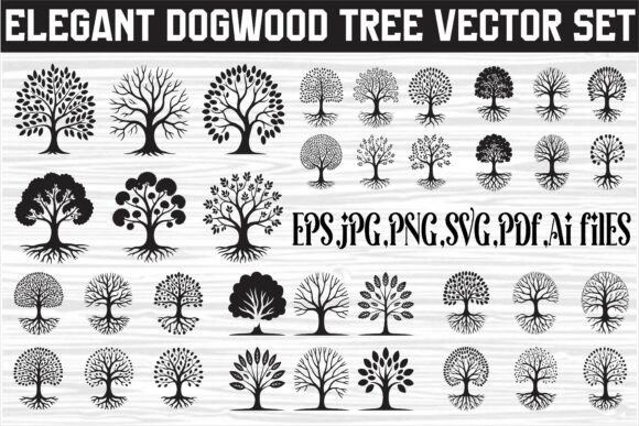 Tree with Roots Silhouette Featuring Graphics & Crafts