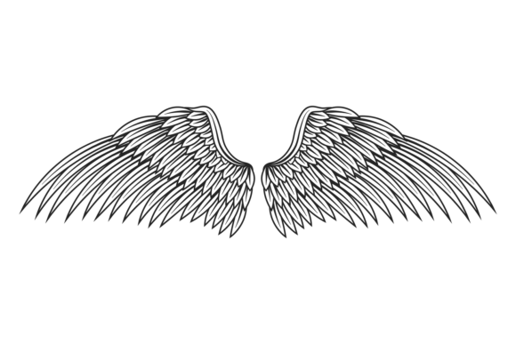 Vintage Angel Wings Black Drawing Graphics & Illustrations